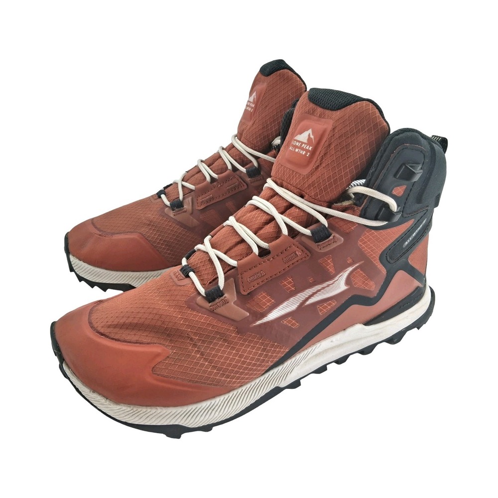 Altra Lone Peak All-WTHR 2 Shoes Mens Size 9 Orange Waterproof Trail AL0A7R6U606